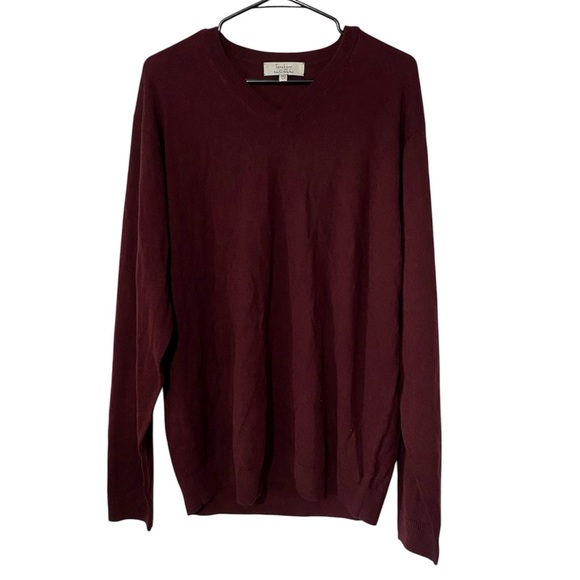 Turnbury Men’s Tall Burgundy Extra Fine Merino Wool Sweater - Picture 1 of 9